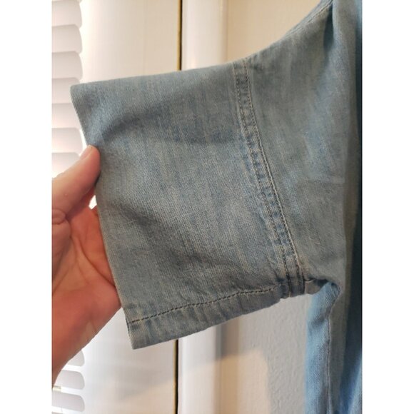Madewell Shirt Dress Chambray Courier Blue  S Short Sleeve Button Cotton Linen - Picture 2 of 10